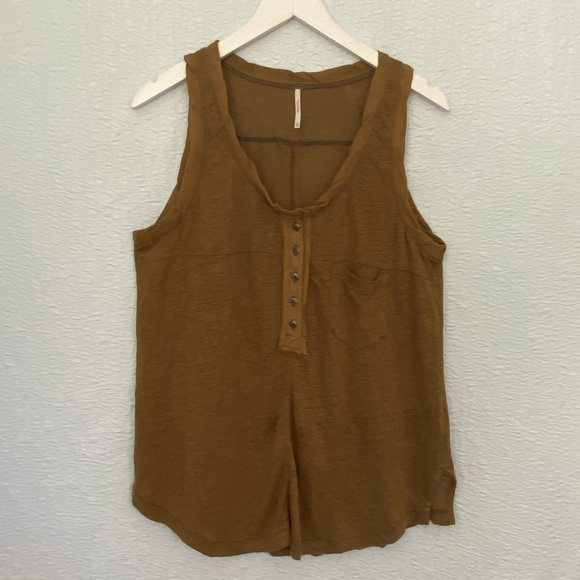 Free People NWOT Linen Tank Travelers Tank Moss - Picture 3 of 14